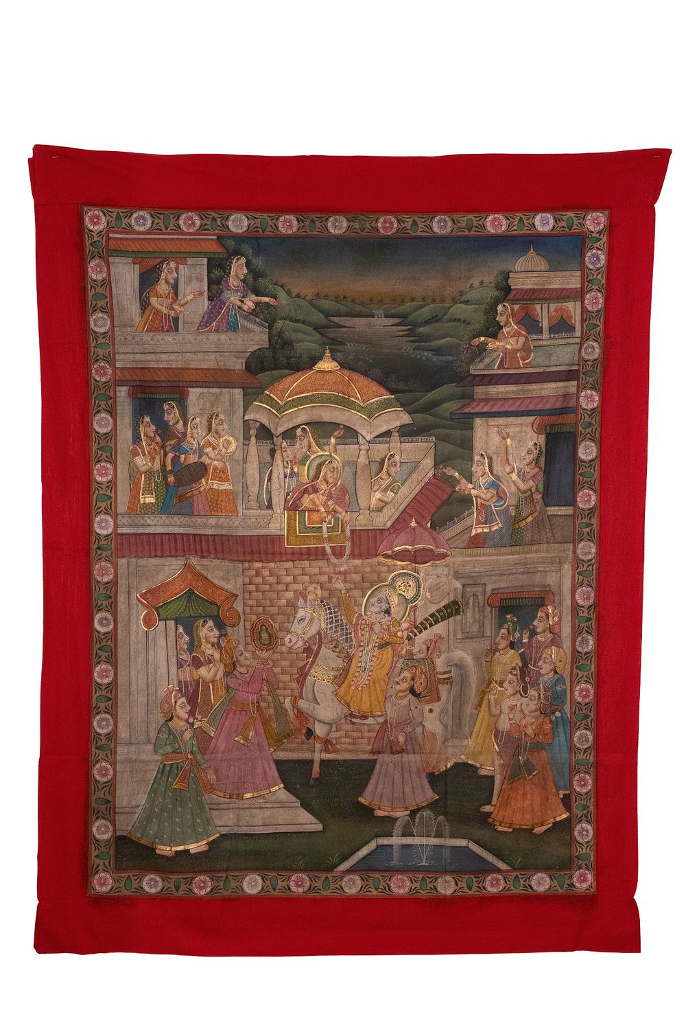 Lot 214: A Large Indian Pichwai-Style Painting Depicting a Royal...