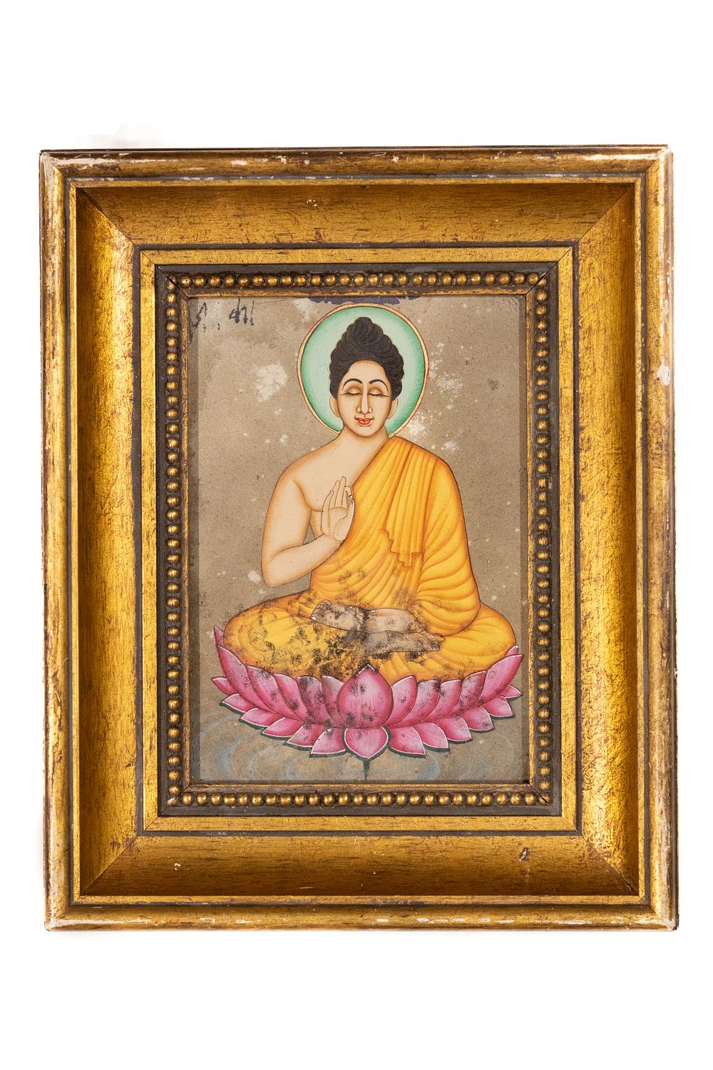 Lot 225: A Framed Indian Painting of Seated Hindu Goddess...