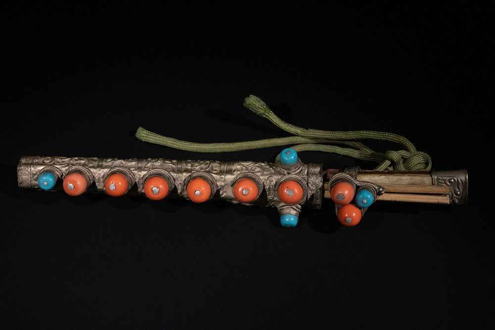 Lot 267: A Tibetan White Metal Knife and Chopsticks Set...