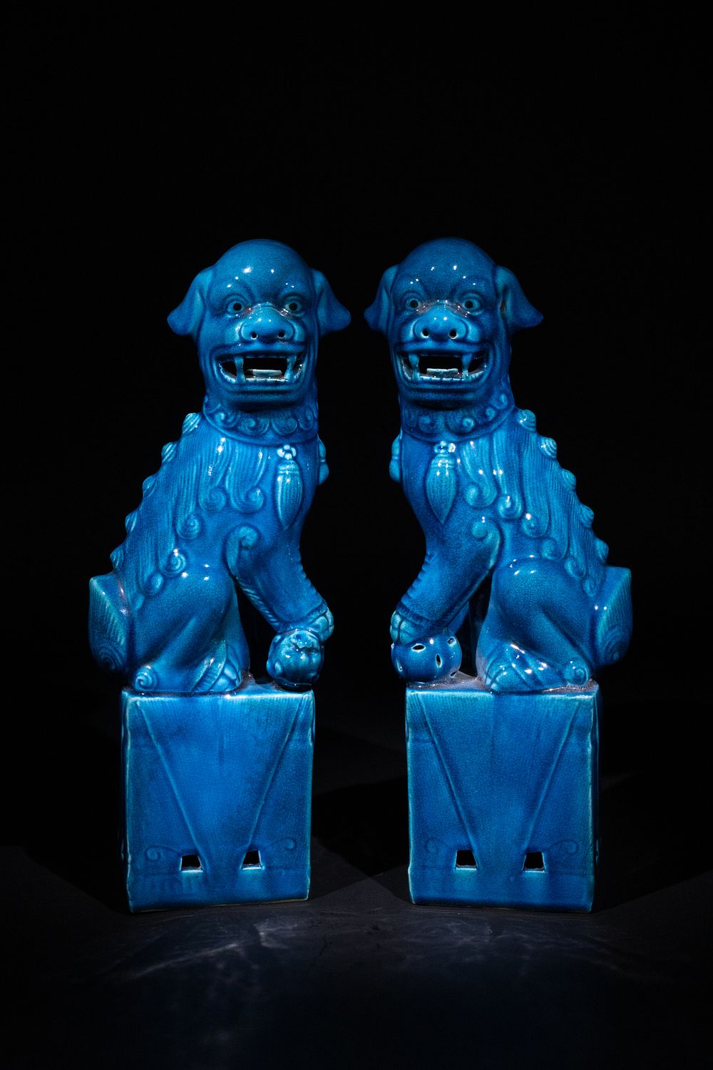 Lot 293: A Pair of Chinese Turquoise-Glazed Porcelain Foo Lions,...