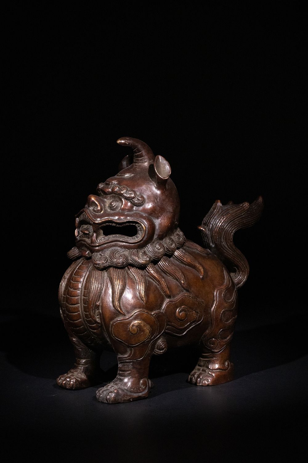 Lot 298: A Chinese Bronze Foo Dog Censer with Detachable...