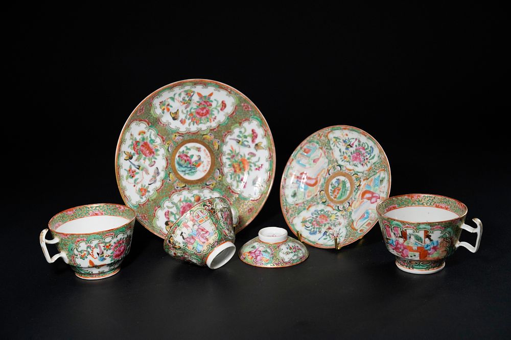Lot 307: A Collection of Chinese Cantonese Porcelain Teacups and...