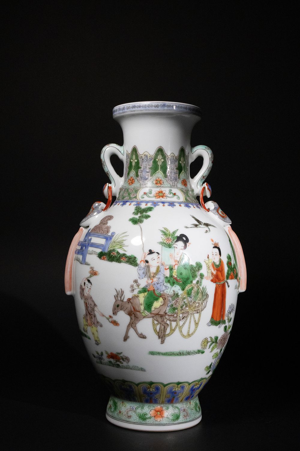 Lot 339: A Chinese Famille Verte Porcelain Vase with Court...