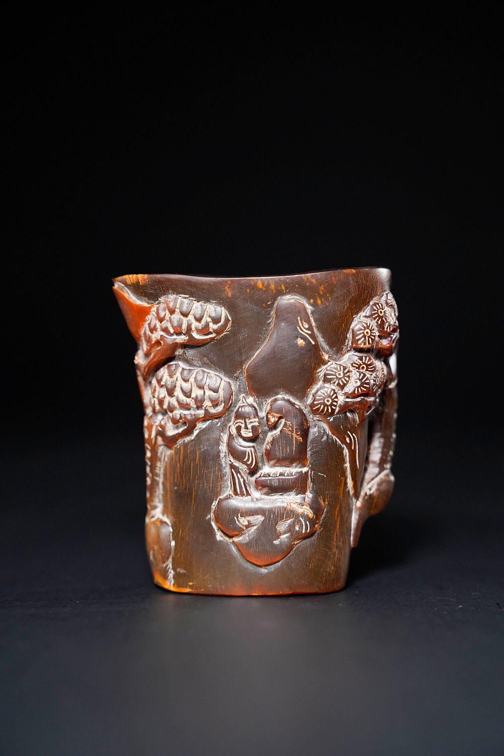 Lot 345: A Chinese Rhinoceros Horn Libation Cup with 4...
