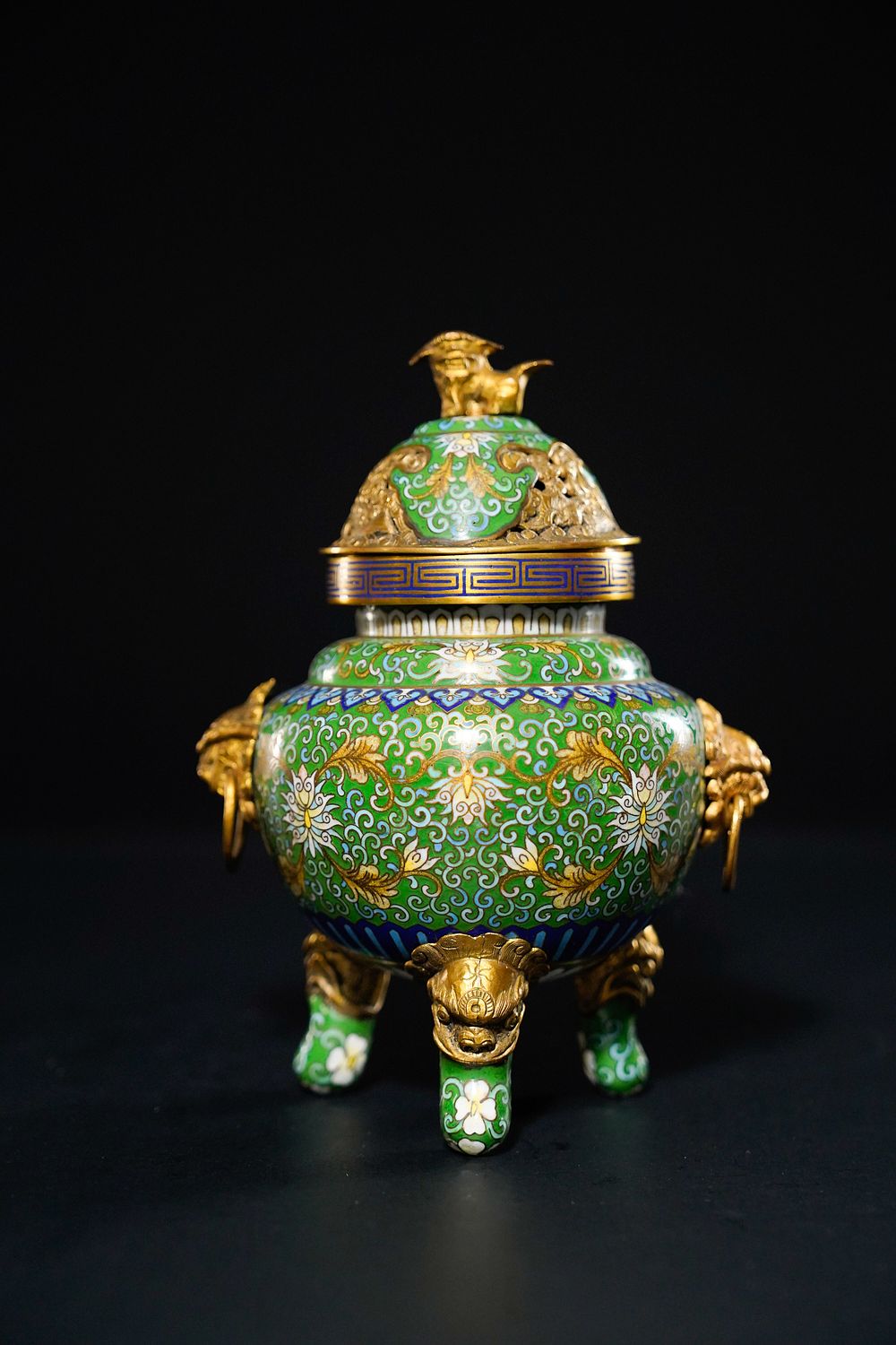 Lot 349: A Chinese Gilt-Bronze and Cloisonné Enamel Tripod Incense...