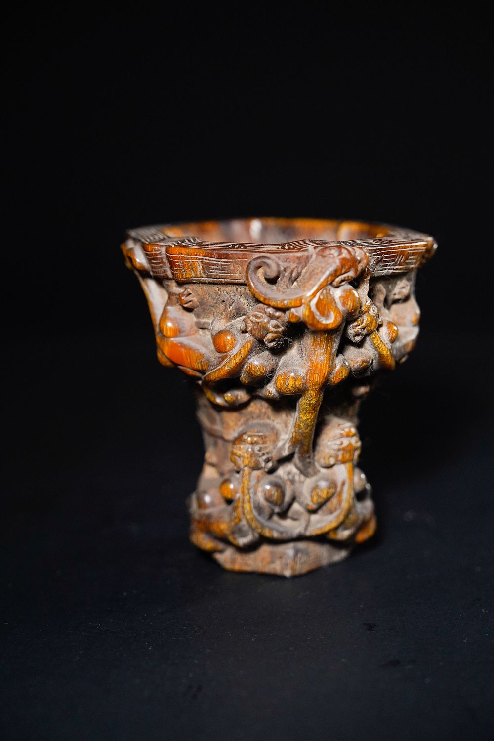 Lot 353: A Chinese Carved Libation Cup with Dragons and...