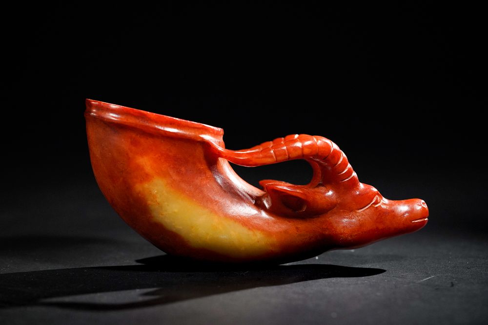 Lot 359: A Chinese Jade Rhyton Cup in the Form...