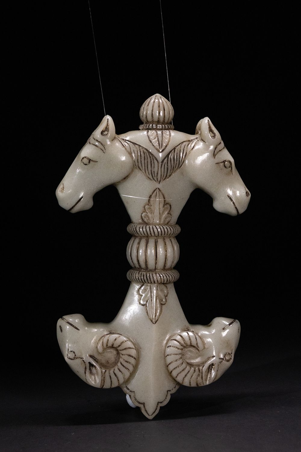 Lot 193: A Large Mughal Style Jade Dagger Handle with...