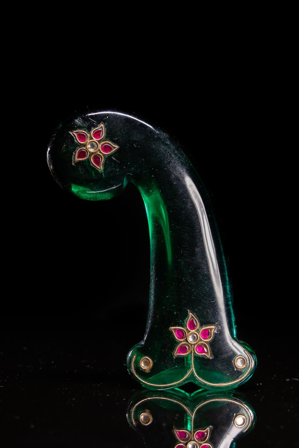 Lot 198: A Mughal Style Glass Dagger Handle with Gemstone...