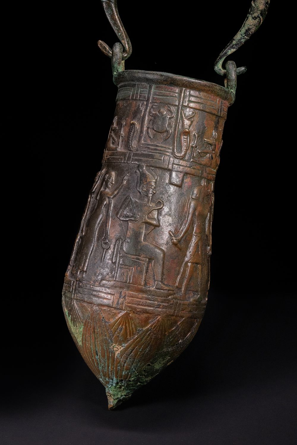 Lot 223: An Egyptian Bronze Funerary Vessel with Anubis and...