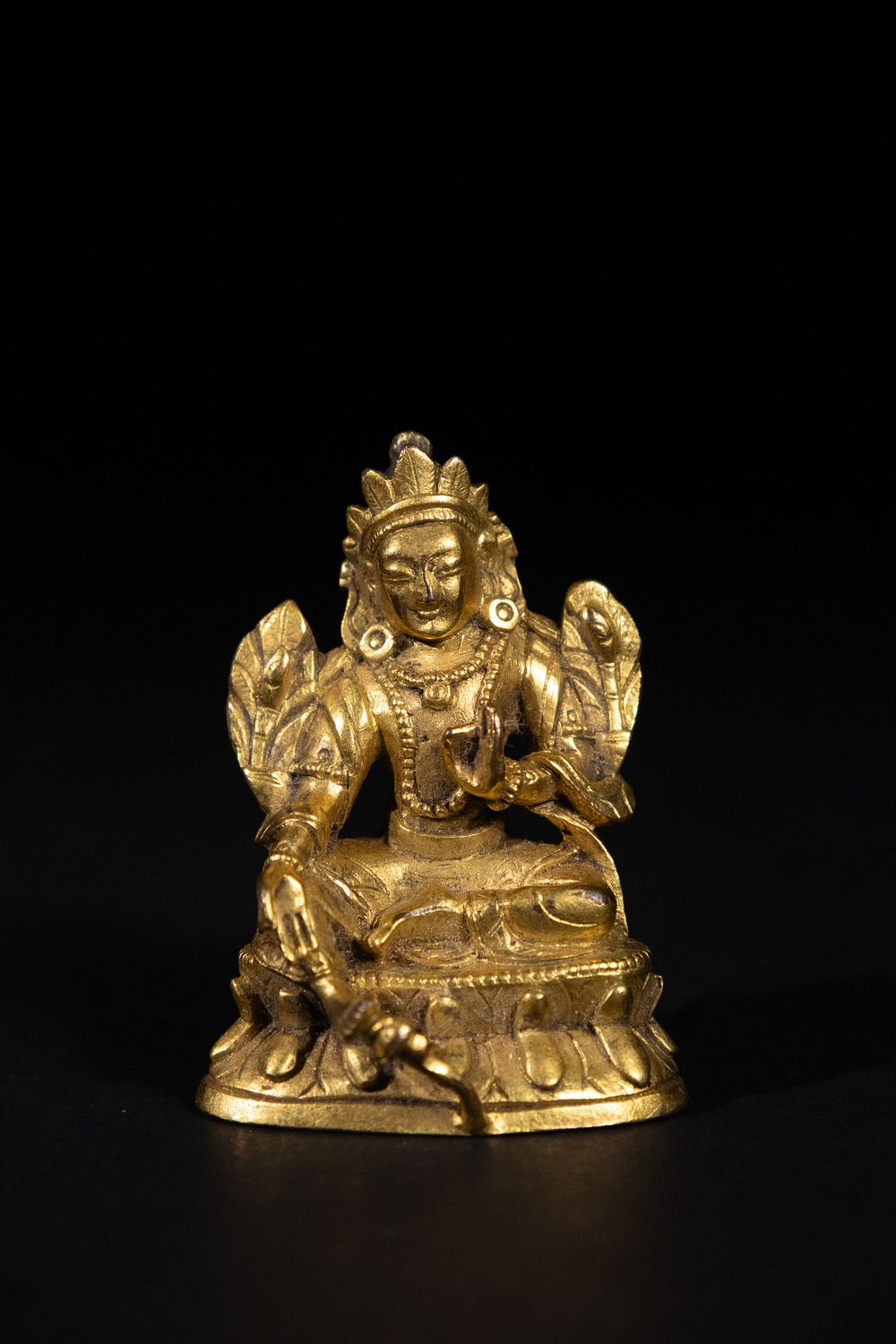 Lot 246: A Chinese Gilt Bronze Tibetan Figure of Guanyin,...