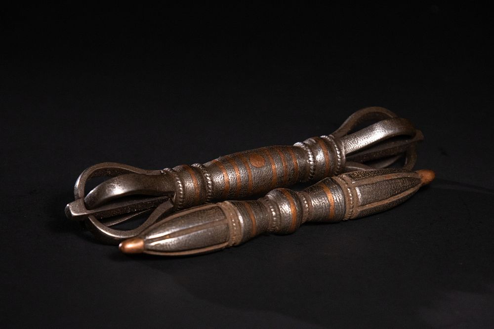 Lot 254: A Lot of Tibetan Iron Vajras with Copper...