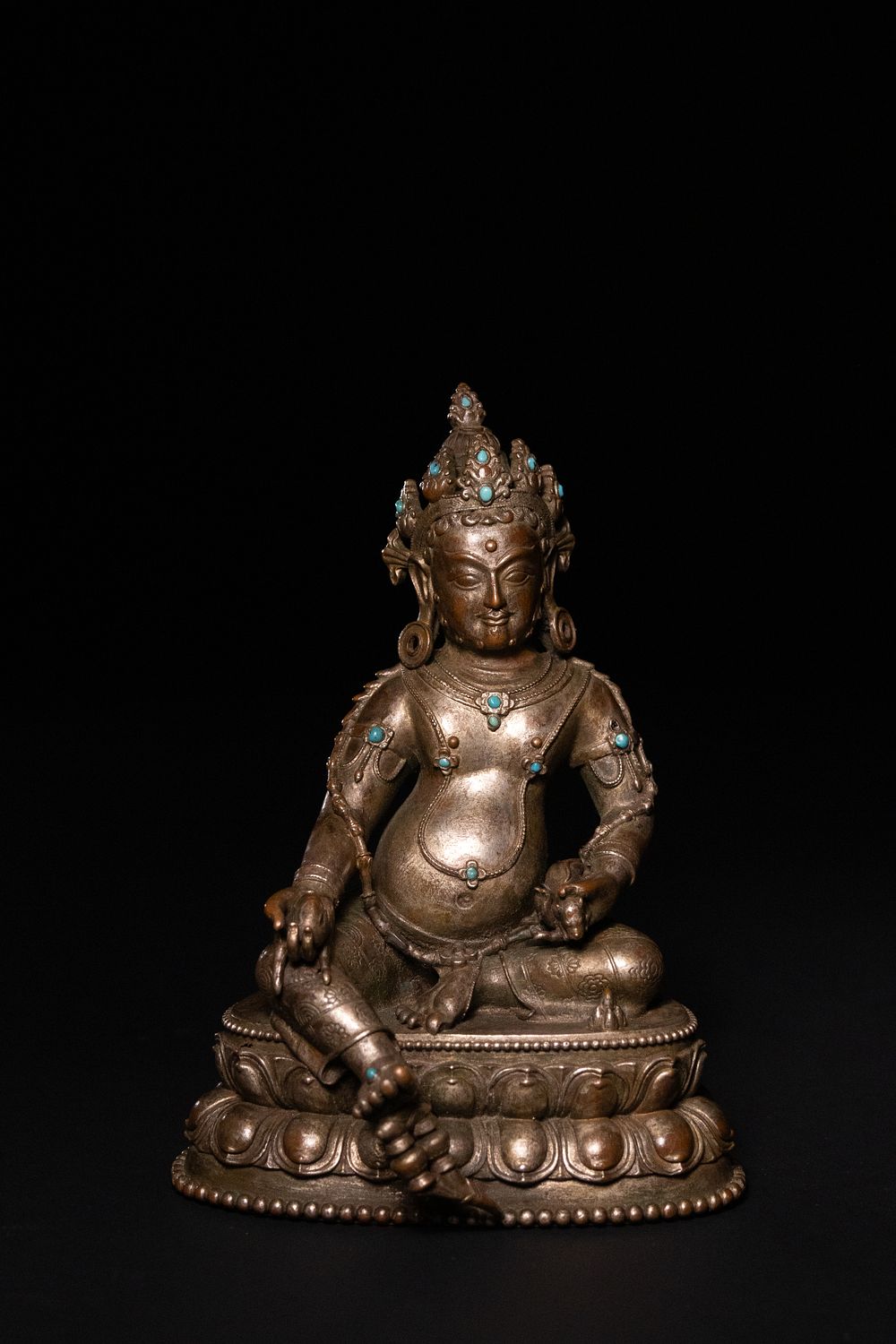 Lot 261: A Tibetan Bronze Figure of Vajrasattva Inlaid with...