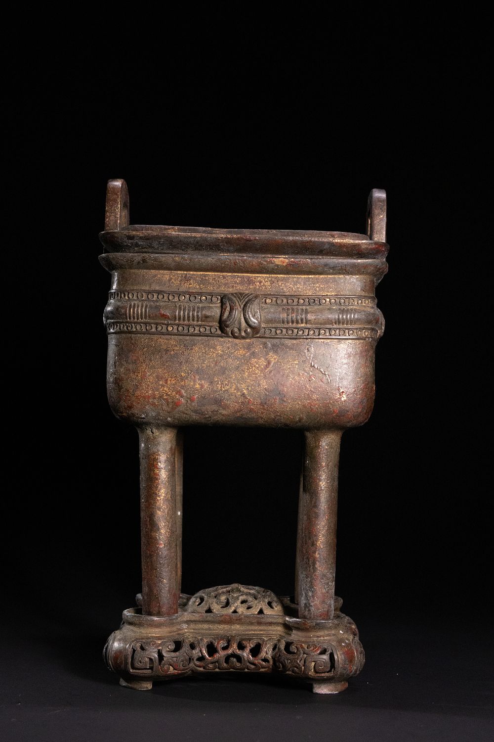 Lot 323: A Chinese Archaistic Bronze Square Ding Censer on...