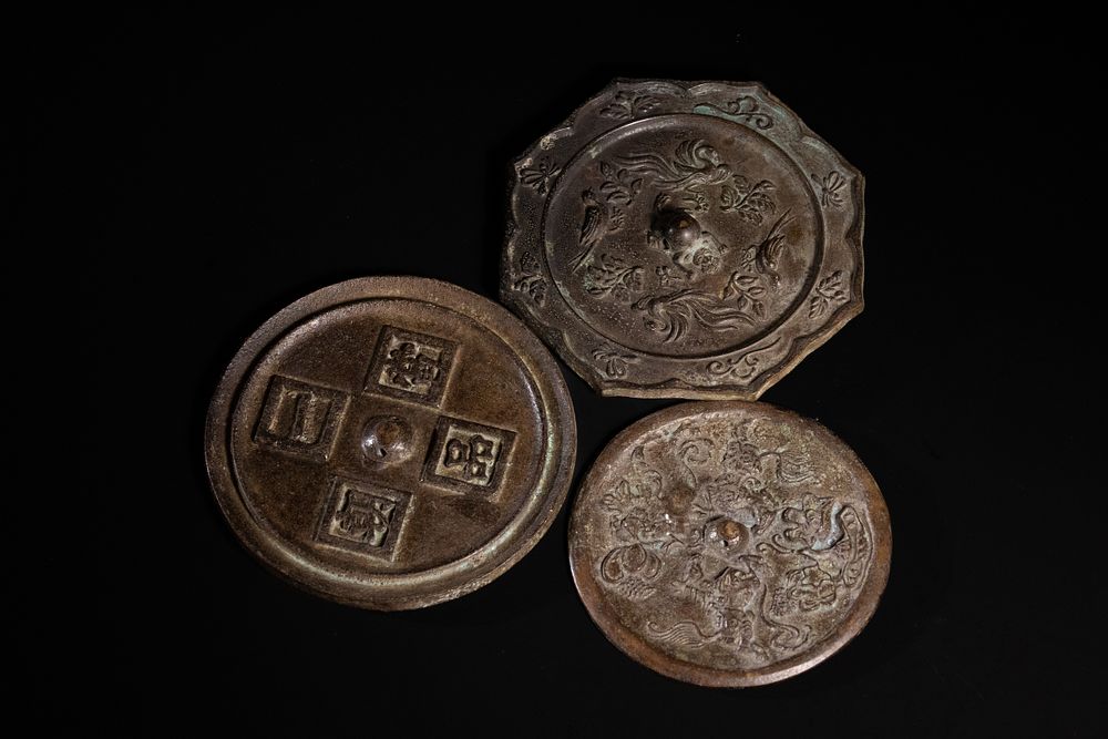Lot 341: A Lot of Three Chinese Bronze Mirrors with...