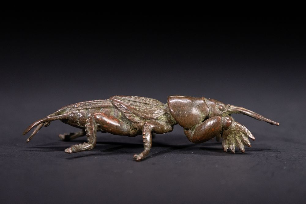 Lot 370: A Japanese Bronze Model of a Mole Cricket.