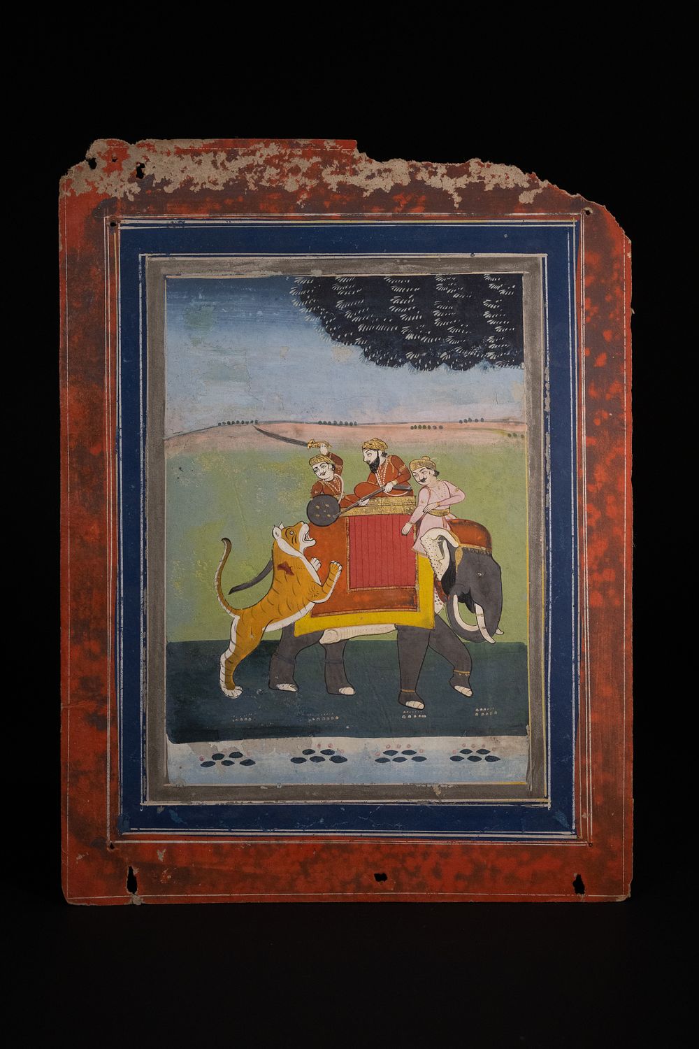 Lot 154: An Indian Hunting Scene Painting with Tiger and...
