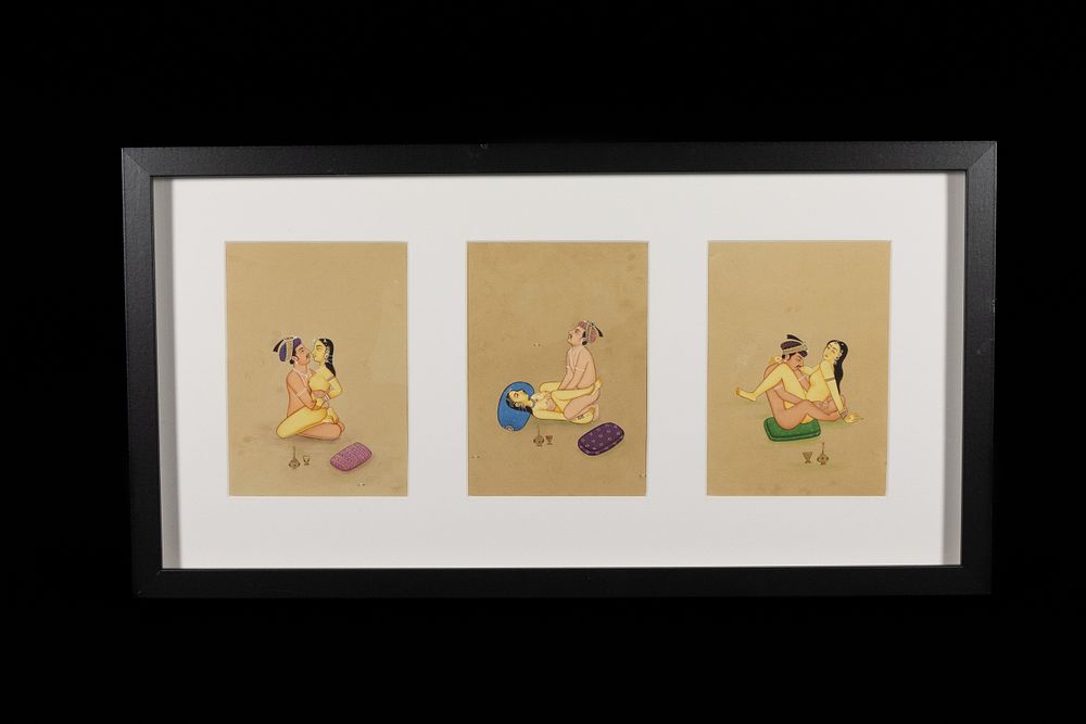 Lot 167: A Lot of three Indian Miniature Erotic Paintings.