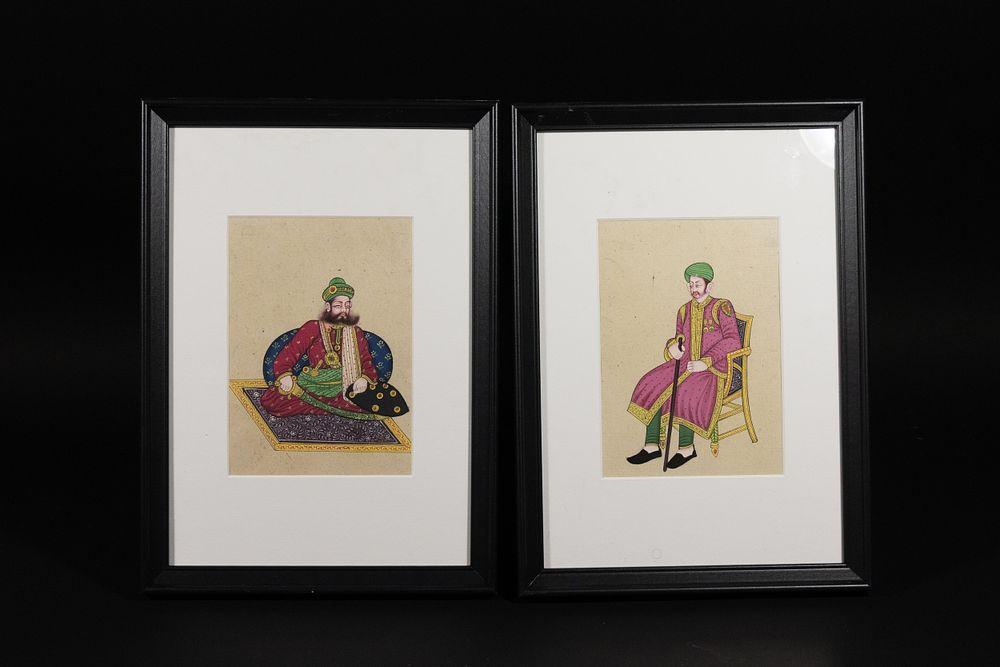 Lot 171: A Pair of Framed Indian Miniature Portraits of...