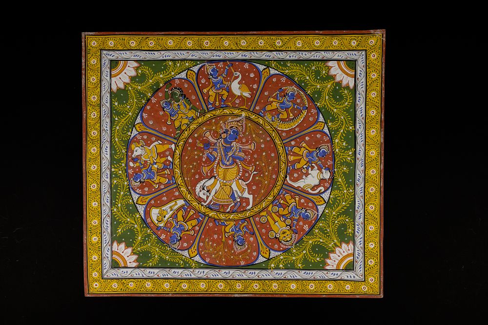 Lot 175: A Pattachitra Painting Depicting Krishna and Balarama Surrounded...