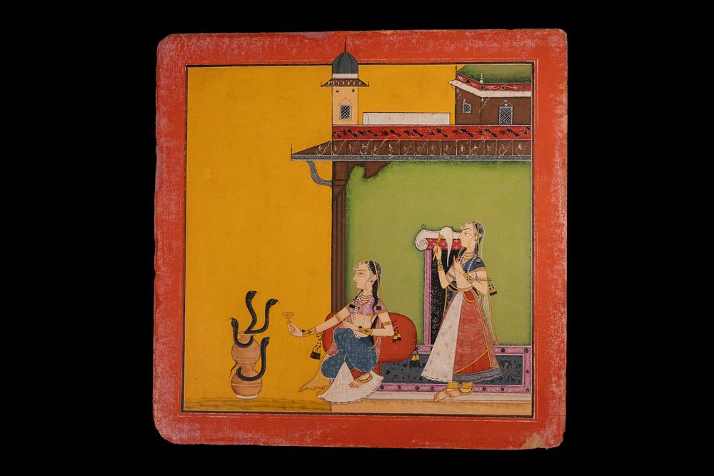 Lot 194: A Rajput Miniature Painting Depicting a Courtesan with...