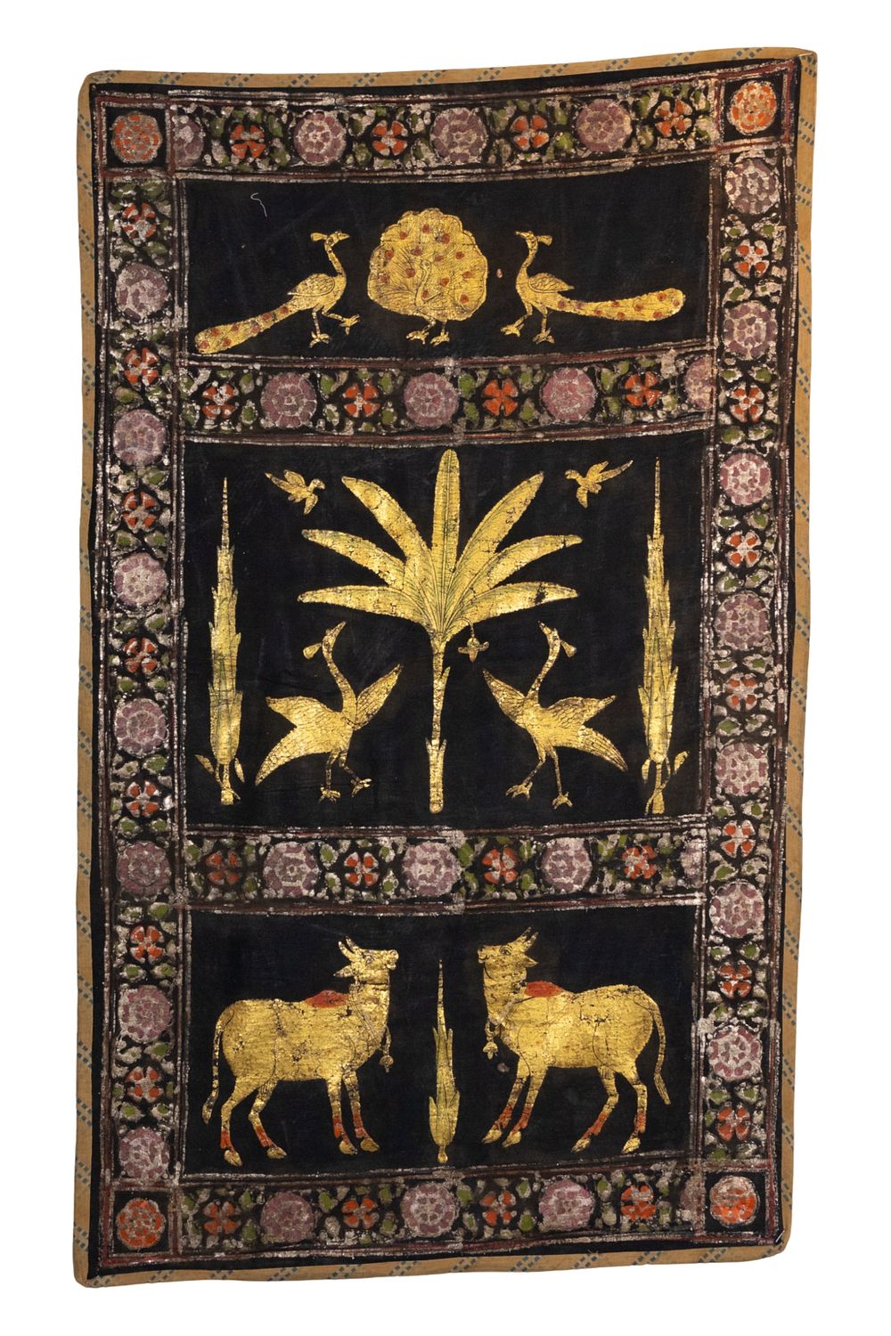 Lot 202: An Indian Gold Pichwai Painting Decorative Panel Depicting...