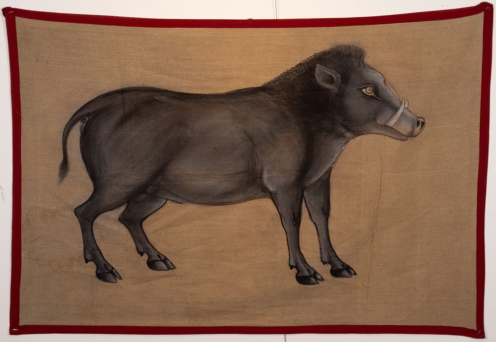Lot 203: An Indian Painting on Cloth of a Wild...