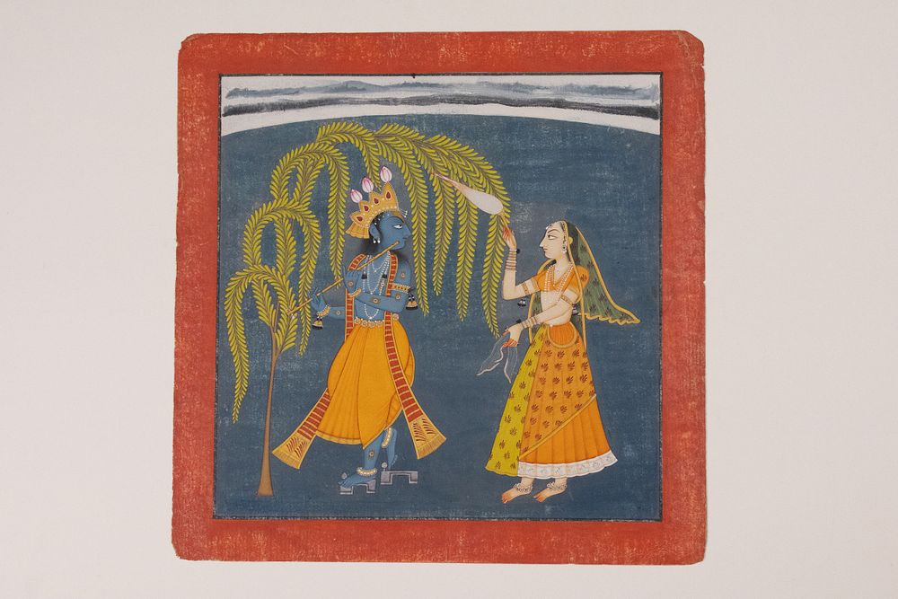 Lot 210: An Indian Miniature of Krishna and Radha Beneath...