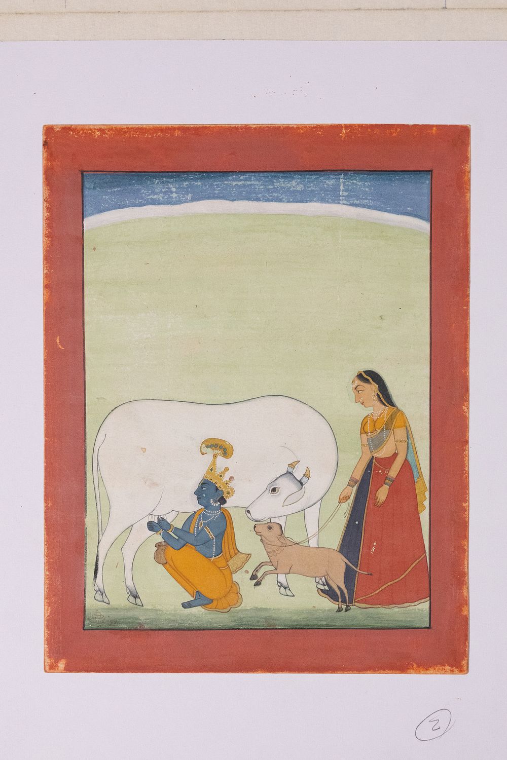 Lot 218: An Indian Miniature Painting of Krishna Milking a...