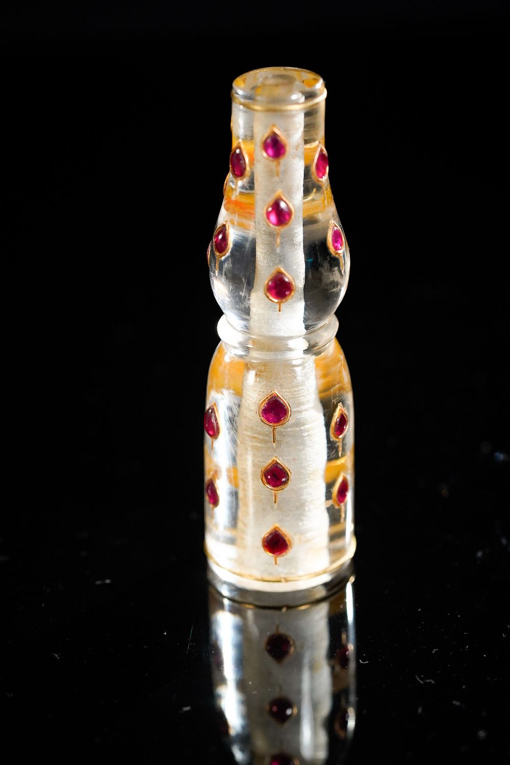 Lot 222: A Mughal Rock Crystal Hookah Mouthpiece Inlaid with...