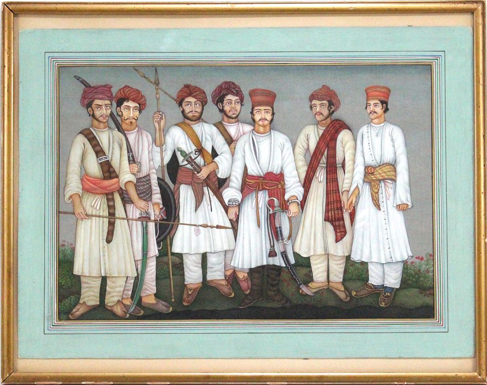 Lot 236: An Indian Company School Painting of Armed Noblemen.