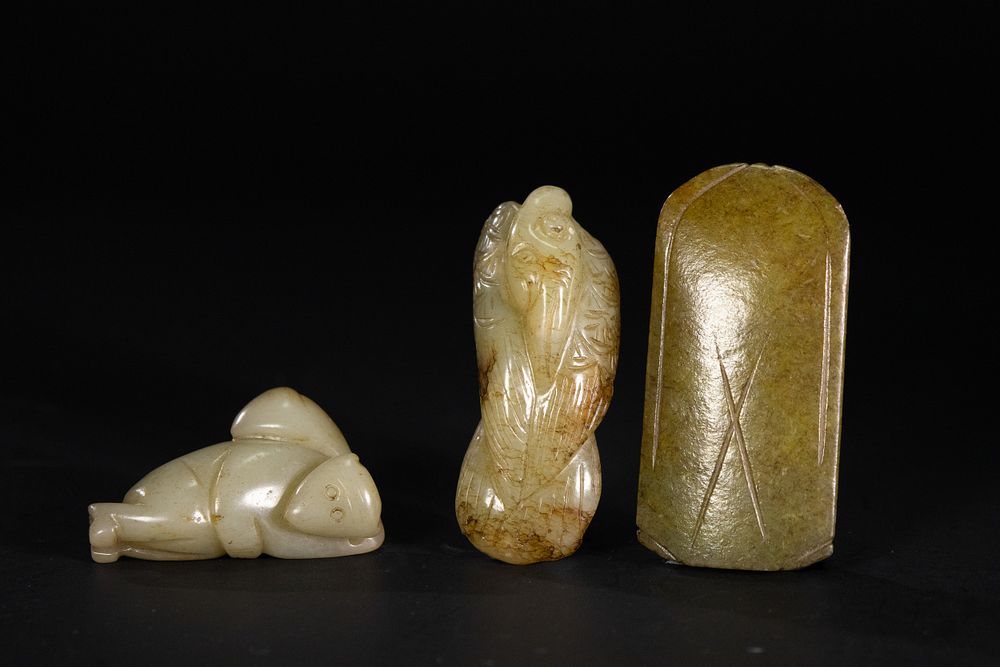 Lot 255: A Lot of Three Chinese Jade Carvings: Reclining...