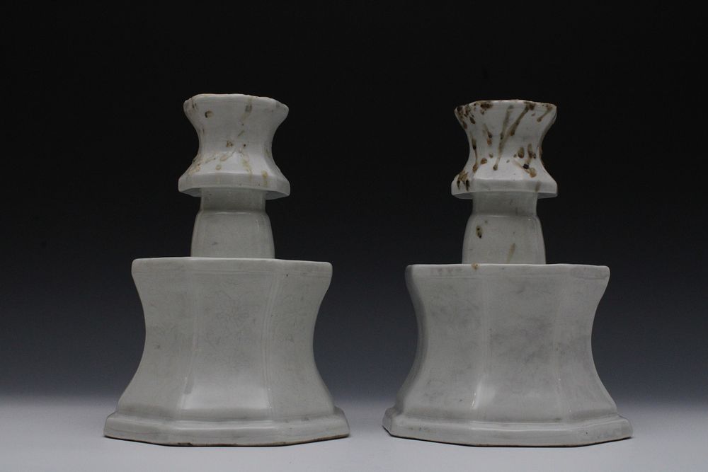 Lot 346: A Pair of Chinese Blanc de Chine Candlestick...