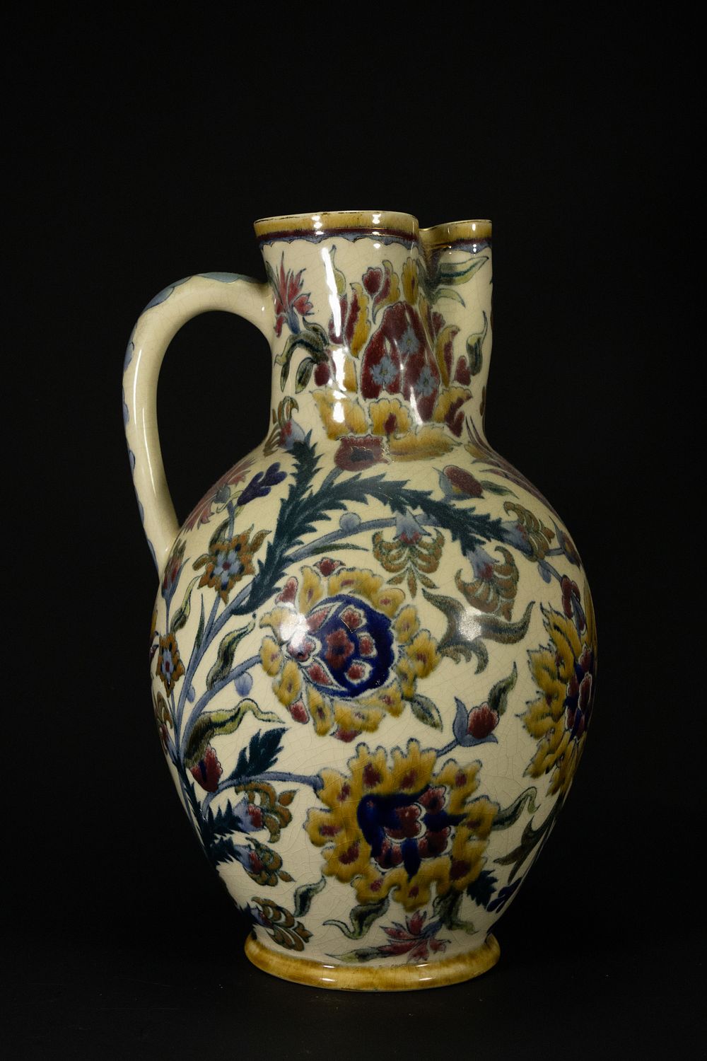 Lot 371: A Zsolnay Pecs Iznik Style Twin-Spouted Ewer with...