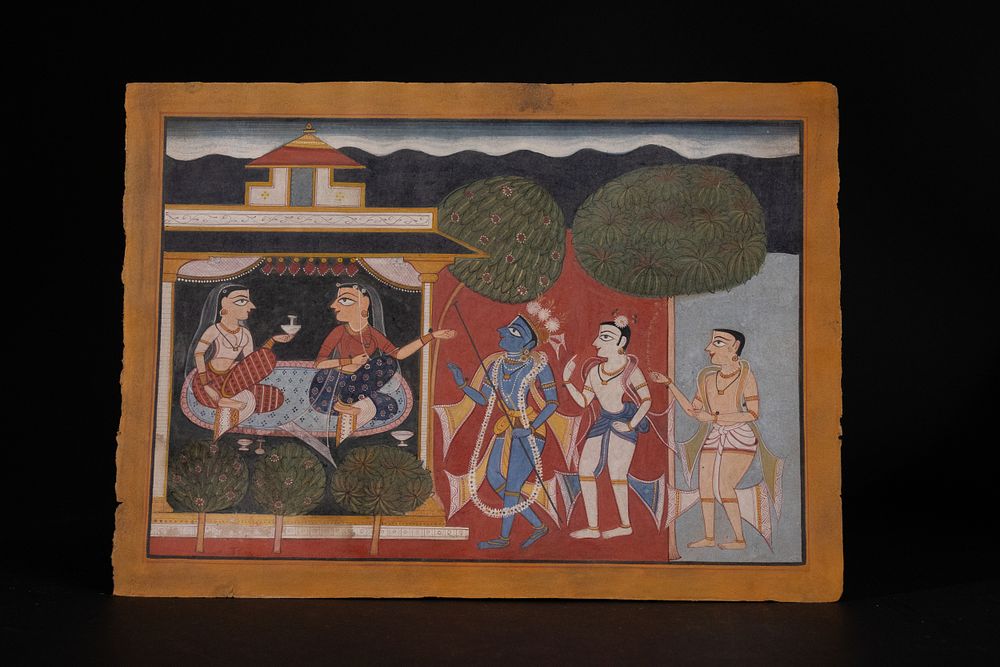 Lot 158: An Indian Pahari School Painting Depicting Krishna with...