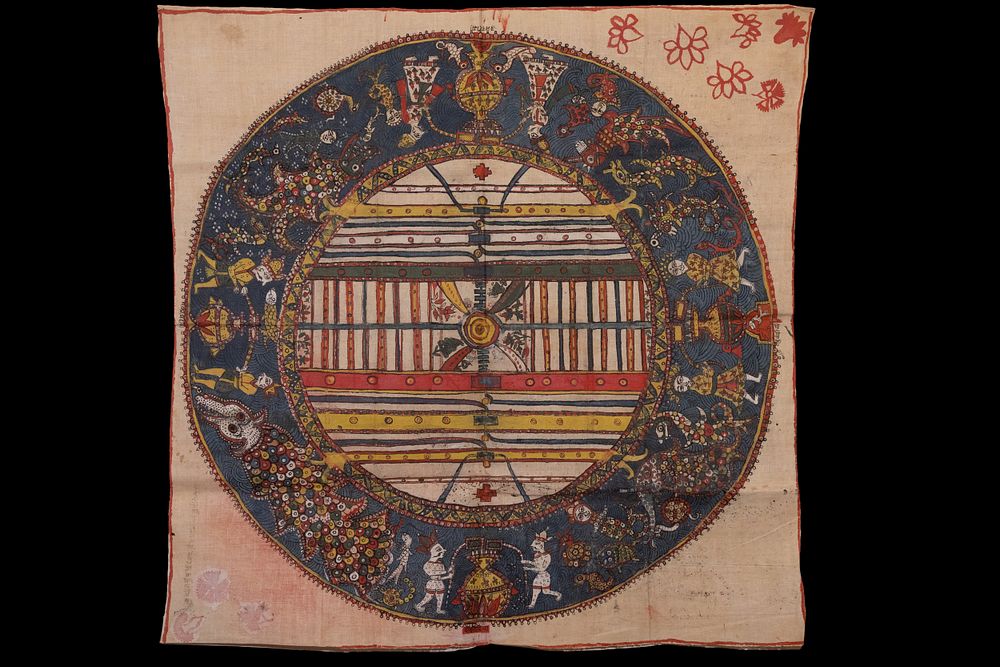 Lot 172: An Indian Jain Cosmological Textile Painting (Jambudvipa Mandala),...