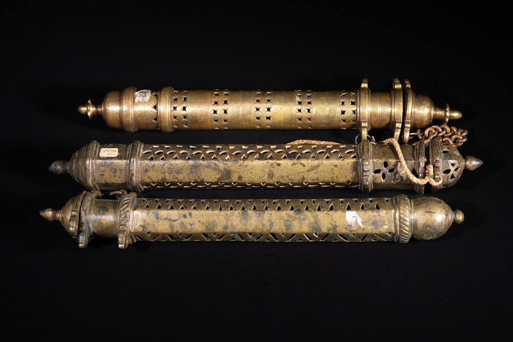 Lot 175: A Lot of Three Indian Brass Letter Holders,...