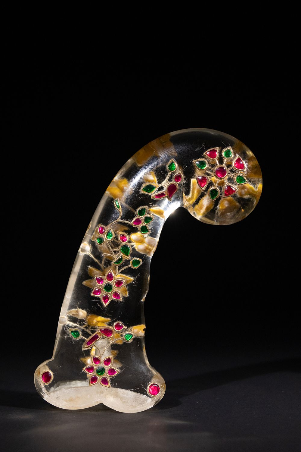Lot 179: A Mughal Rock Crystal Dagger Hilt Inlaid with...