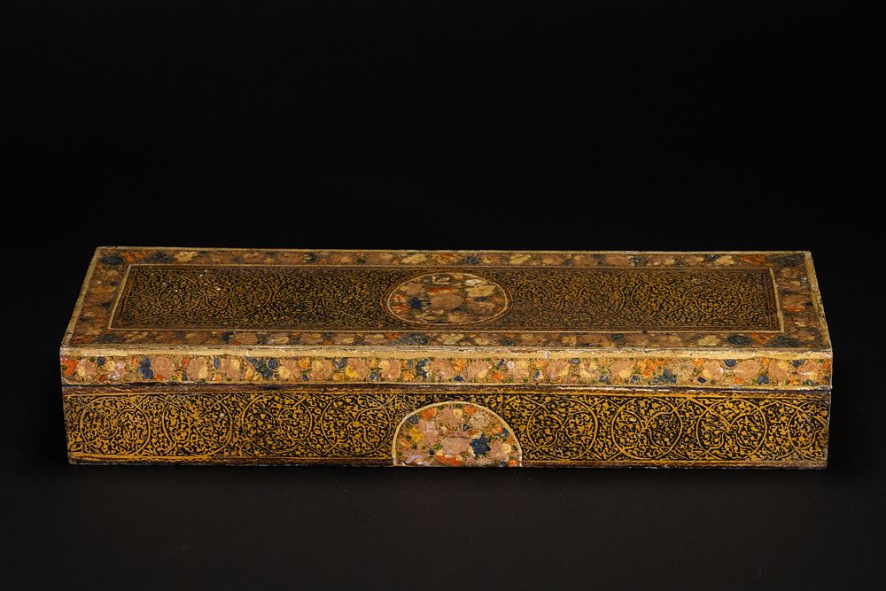 Lot 184: A Kashmiri Papier-Mâché Rectangular Lidded Box, 20th Century.