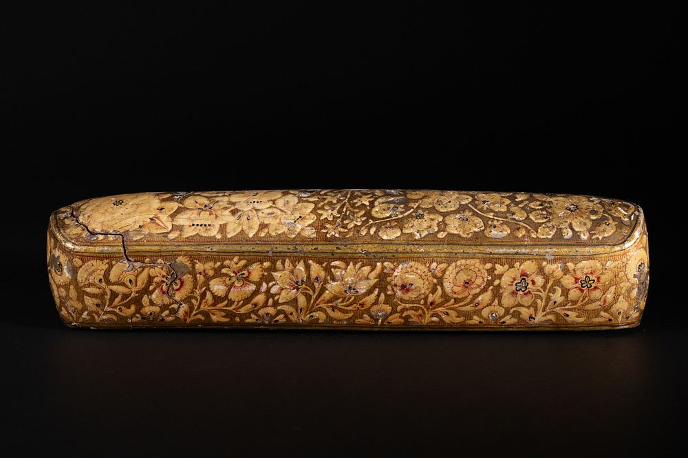Lot 186: A Large Indian Papier-Mâché Qalamdan Pen Case with...