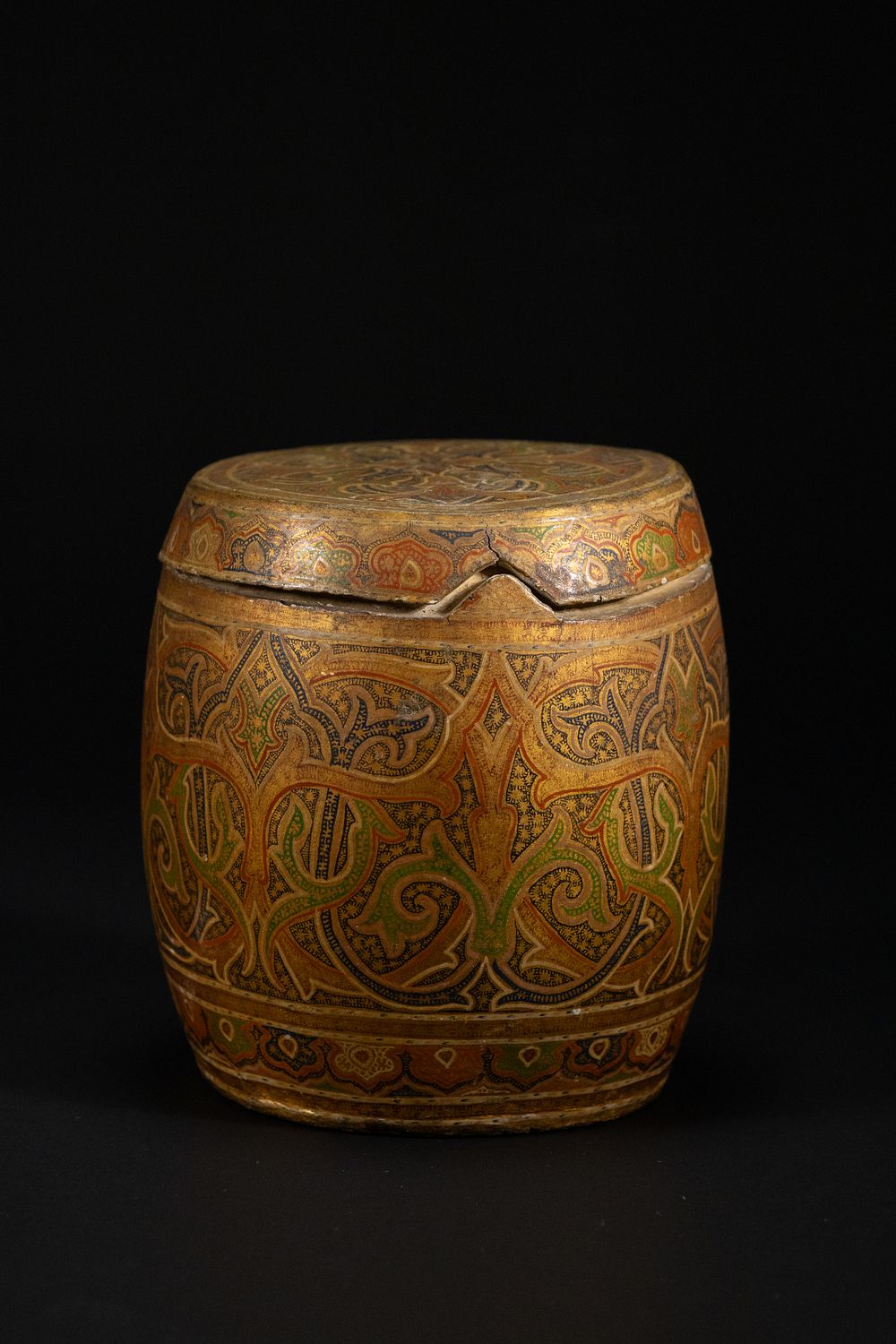 Lot 191: A Kashmiri Painted Lidded Box with Intricate Scrollwork,...