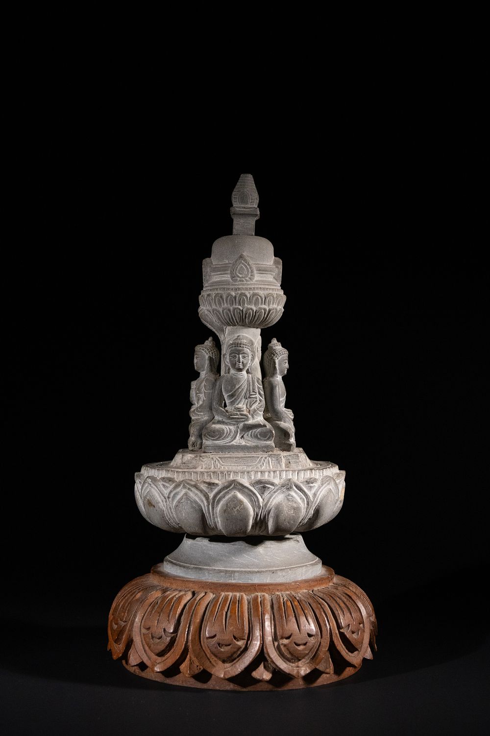 Lot 226: A Gandhara Style Stone Stupa with Four Seated...