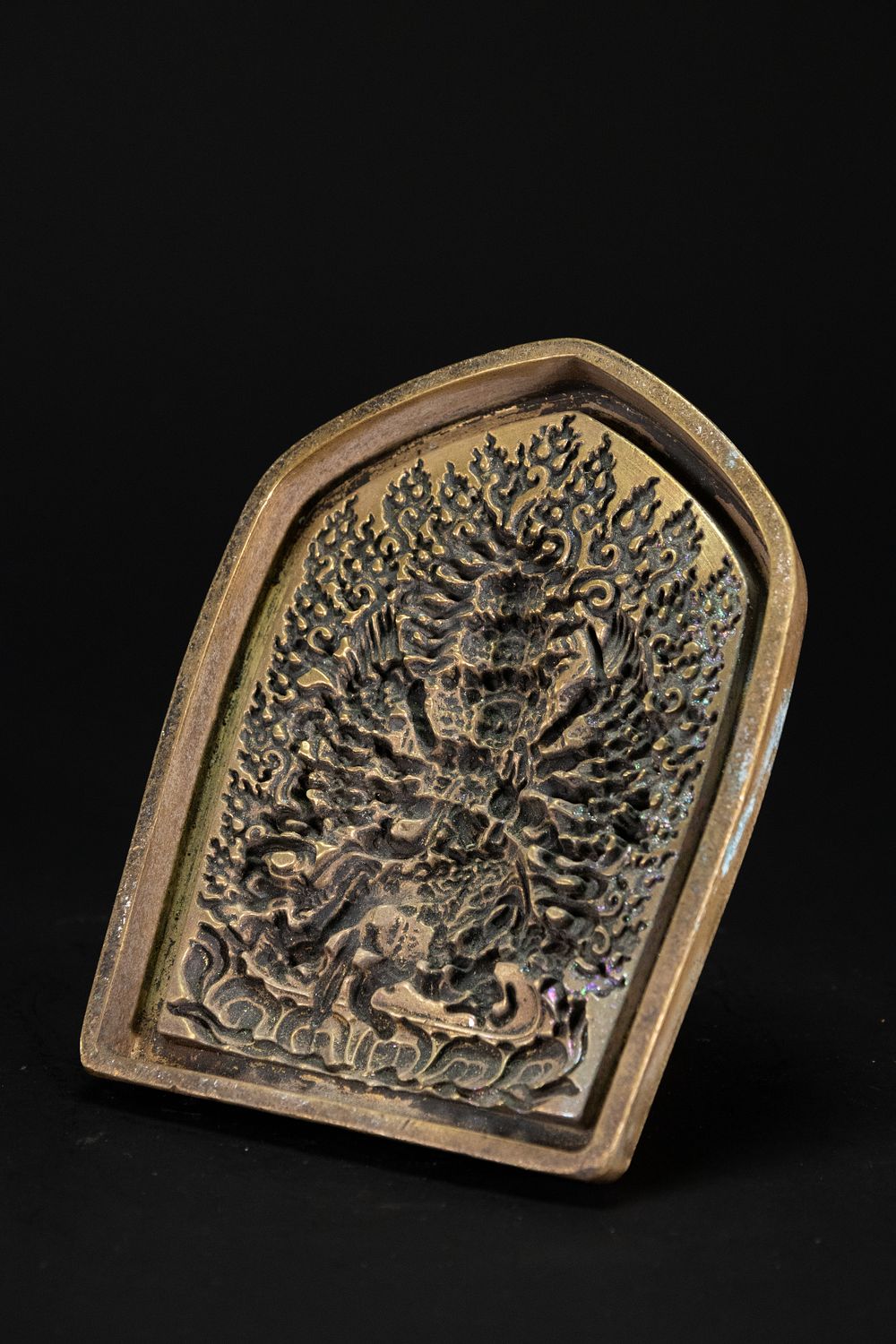 Lot 228: A Tibetan Gilt-Bronze Tsa-Tsa Mould Depicting Depicting Yamantaka.