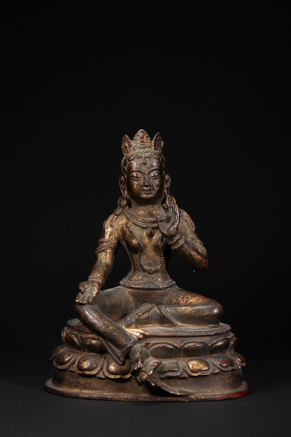 Lot 232: A Tibetan Gilt-Bronze Figure of Green Tara.