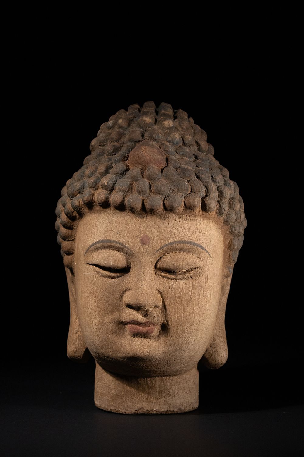 Lot 274: A Chinese Wooden Buddha Head, Possibly Ming to...