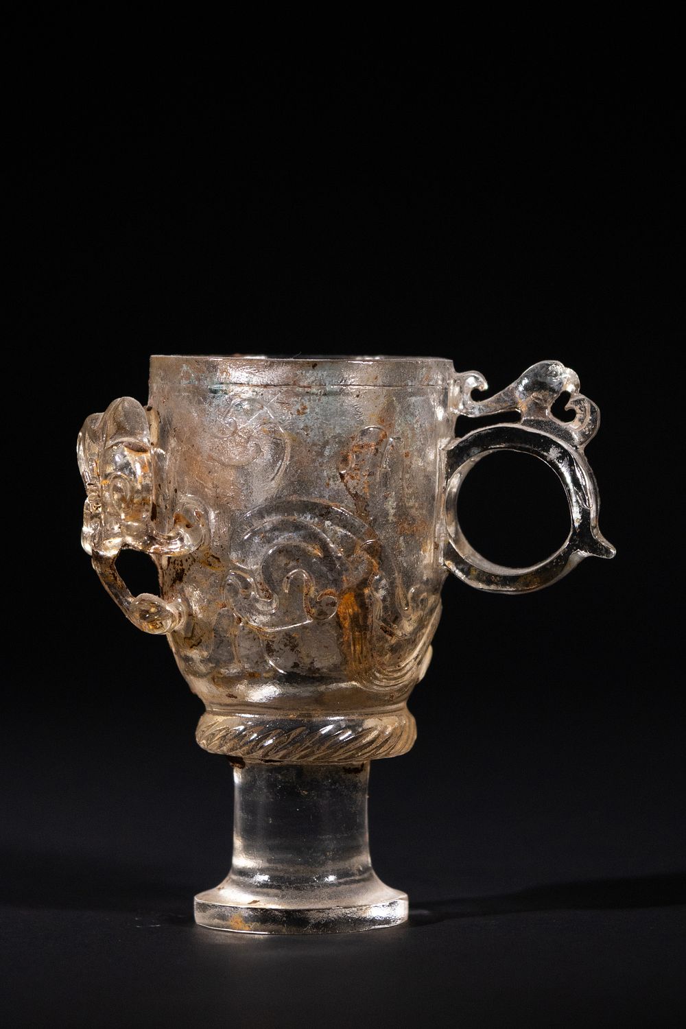 Lot 294: A Chinese Rock Crystal Cup with Dragon-Form Handles,...