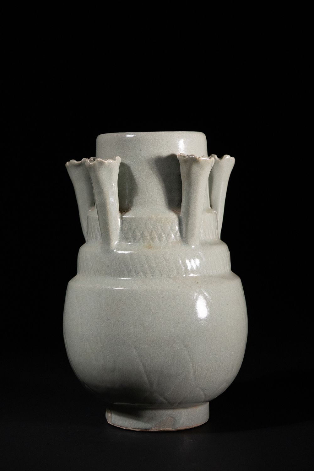 Lot 315: A Chinese Longquan Celadon Vase with Applied Lotus...