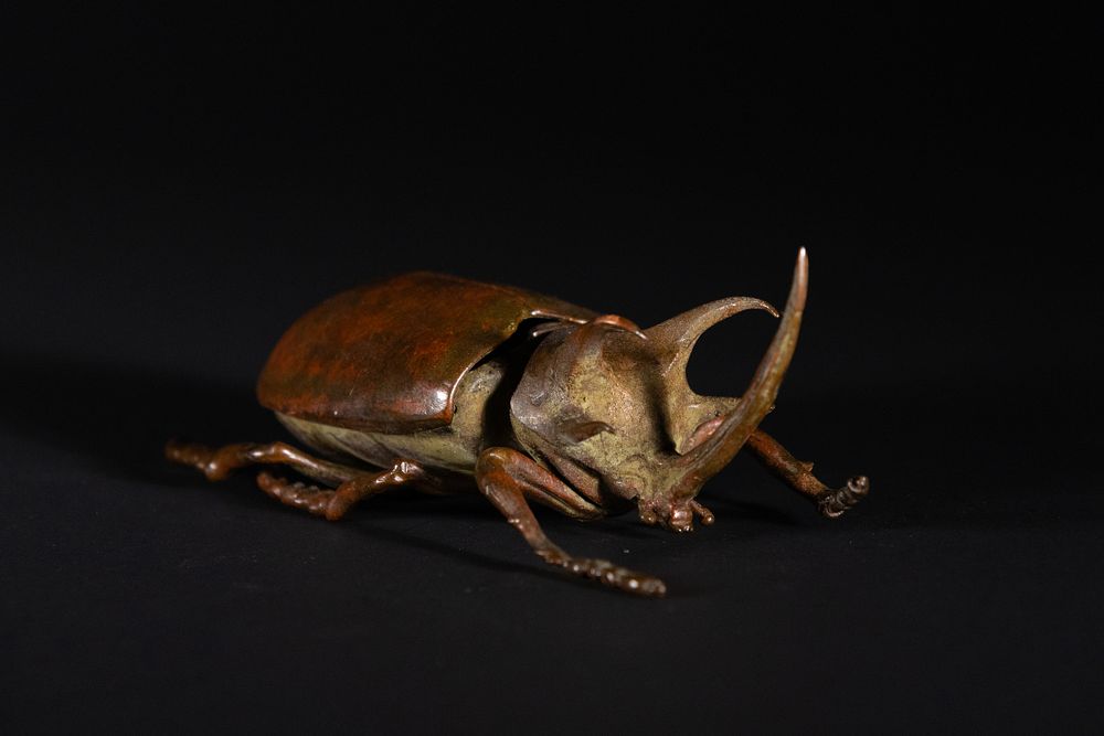 Lot 384: A Japanese Bronze Model of a Hercules Beetle.
