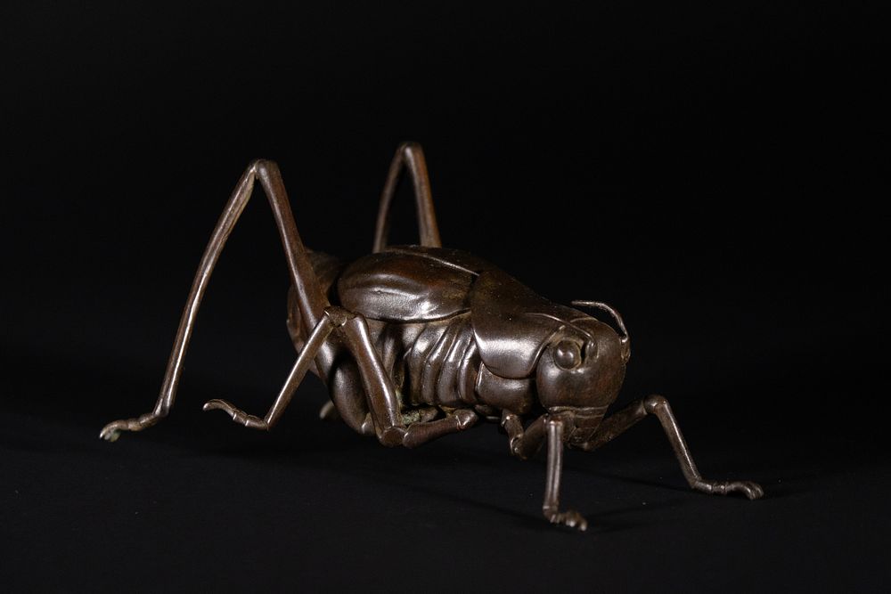 Lot 386: A Large Japanese Bronze Model of a Cricket.