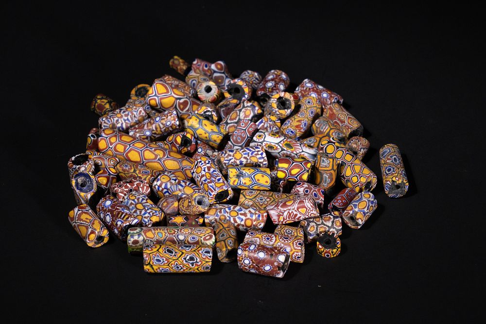 Lot 398: A Lot of Antique Millefiori Glass Beads.